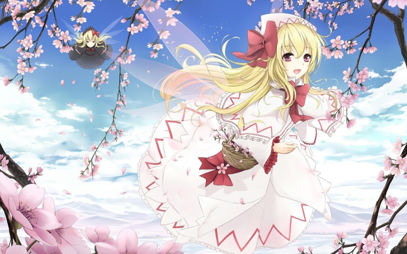 the second element, second, girl, japanese, anime girl, flower, anime, peach, sweet, 1080P, japanese anime, cute, fairy, acg, spring, element, flower fairy