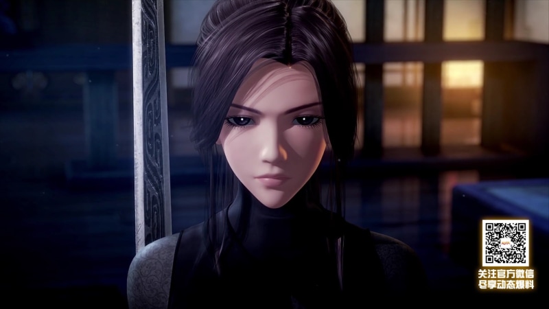 women, headshot, human face, focus on foreground, qinshi, real people, young adult, black color, one person, Chinese animation, indoors, beauty, portrait