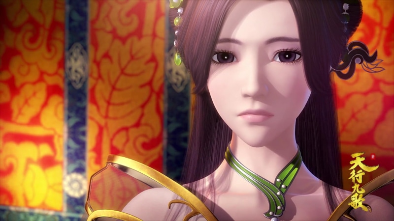 Chinese animation, 3D, 1080P, jewelry, young women, young adult, close-up, focus on foreground, adult, indoors, front view, anime, one person, beautiful woman