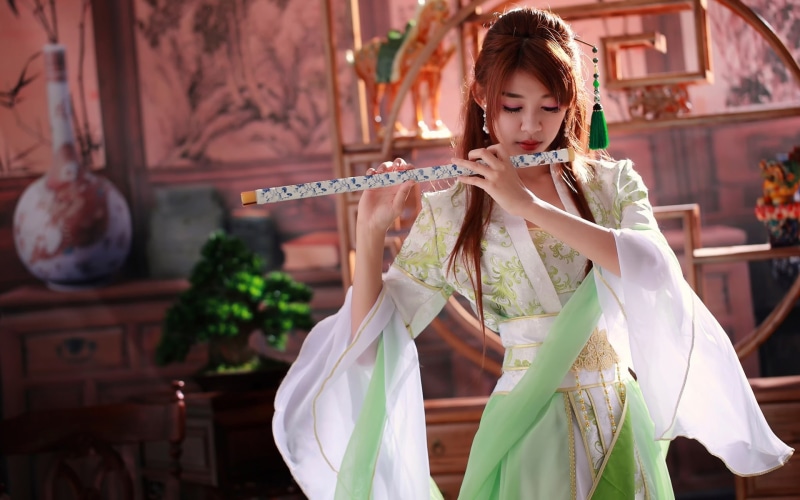 1080P, Chinese, Flute, Music, Beautiful, Girl