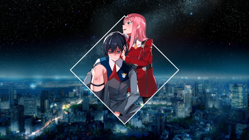 Zero Two (Darling in the FranXX), anime, Hiro (Darling in the FranXX), 4K, Darling in the FranXX, Code:002