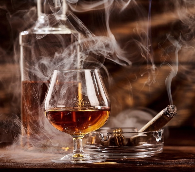 refreshment, wine, cognac, steam, household equipment, red wine, smoking, drinking glass, wineglass, tobacco product, food, food and drink, cigarette, cigar
