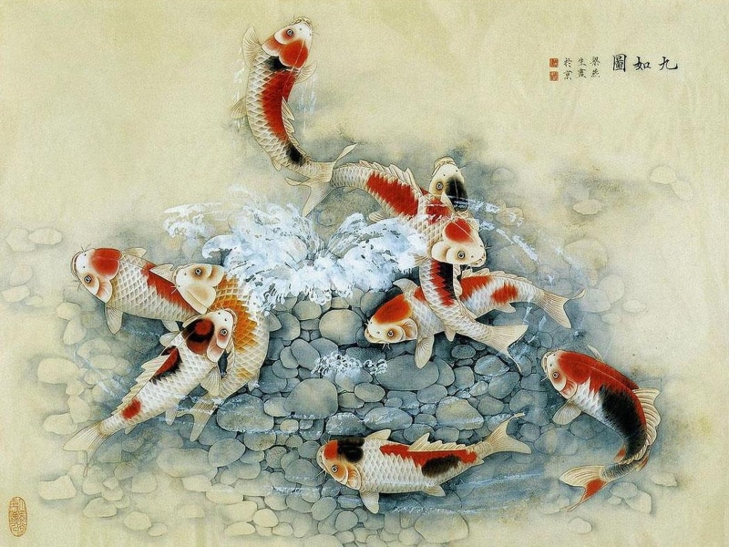 panitings, painting, 720P, asian, koi, fish, chinese, asian-art, japanese, art