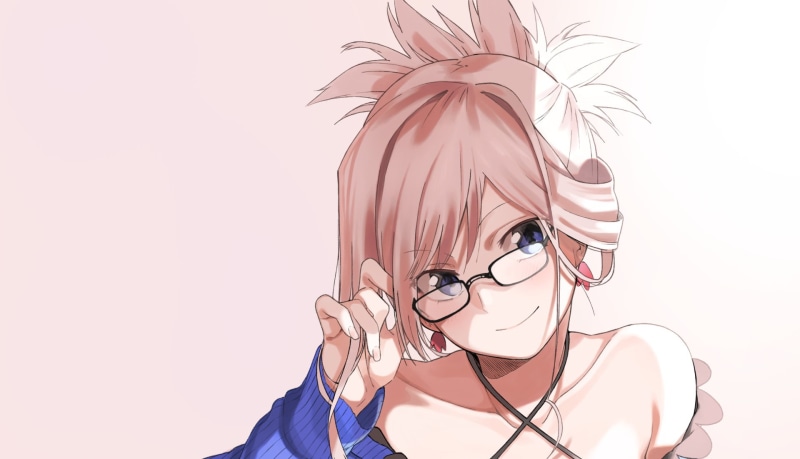 Musashi Miyamoto, Smile, Blue Eyes, Blonde, Fate Series, Anime, Glasses, 1080P, Fate/Grand Order