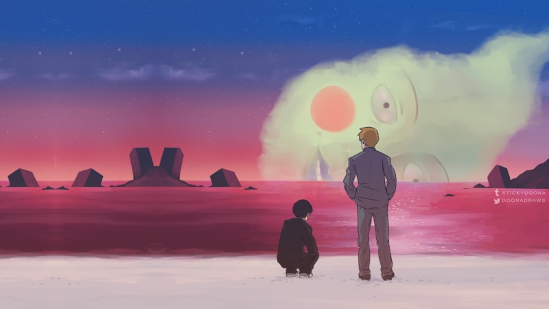 Kageyama Shigeo, Ekubo, standing, astronomy, leisure activity, cold temperature, people, nature, men, parody, beauty in nature, space, full length, 1080P