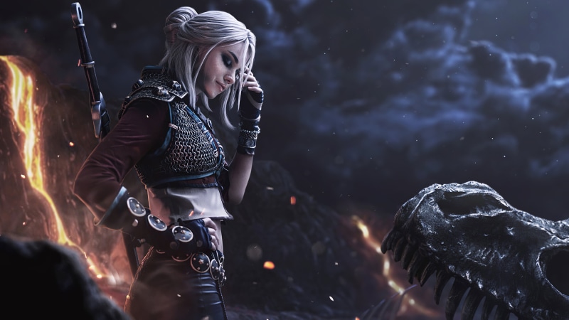grey hair, Cirilla Fiona Elen Riannon, Cirilla, 4K, video games, Ciri, cosplay, The Witcher 3: Wild Hunt, 4K, The Witcher