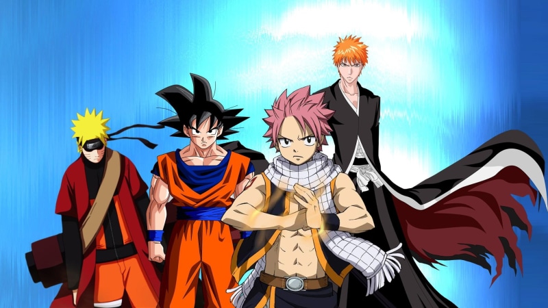 1080P, natsu, bright, natsu (bright), goku, jumps, ichigo, naruto, character, illustration, shounen