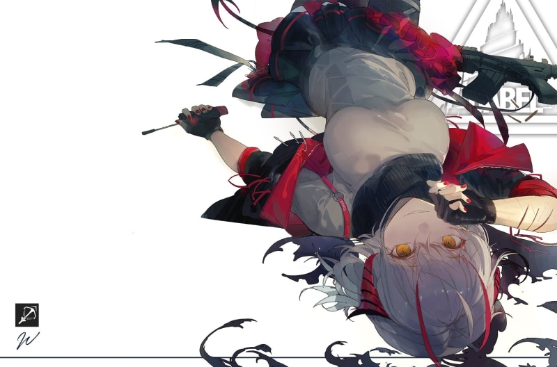 720P, anime girls, anime, W(Arknights), simple background, Kuroduki, Arknights