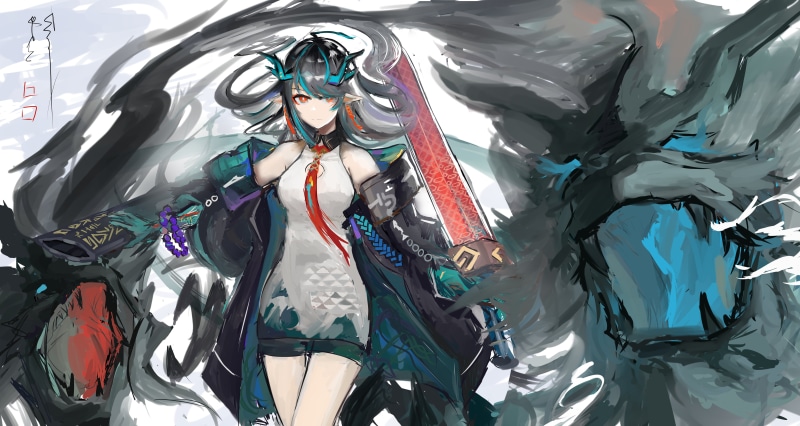 anime, Arknights, dragon girl, anime girls, 5K, Dusk (Arknights)