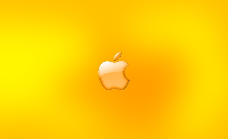 yellow, simplicity, single object, Mac, food and drink, Apple, backgrounds, Logo, colored background, 1080P, copy space, nature, no people, Computers