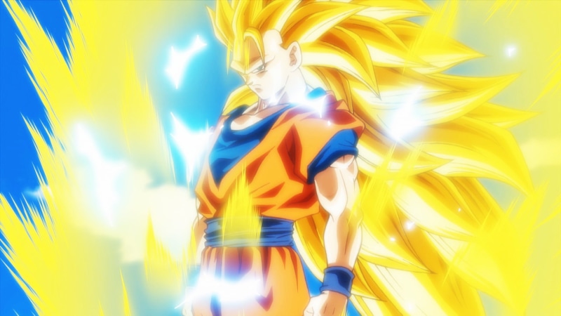 no people, Super Saiyan, Dragon Ball Z Kai, textile, blue, close-up, super, Son Goku, yellow, saiyan, wind, Super Saiyan 3, full frame, motion, indoors