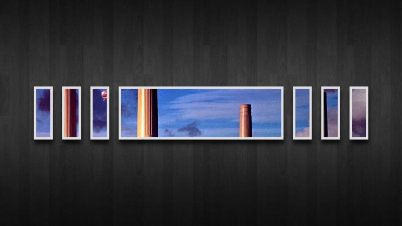 wood - material, black color, cloud - sky, indoors, simplicity, no people, Pink Floyd, in a row, album covers, shape, variation, wall - building feature