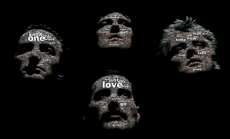 Words, creativity, cut out, Queen, body part, Multi-monitors, digital composite, dark, art and craft, Faces, male likeness, black background, Rock, studio shot
