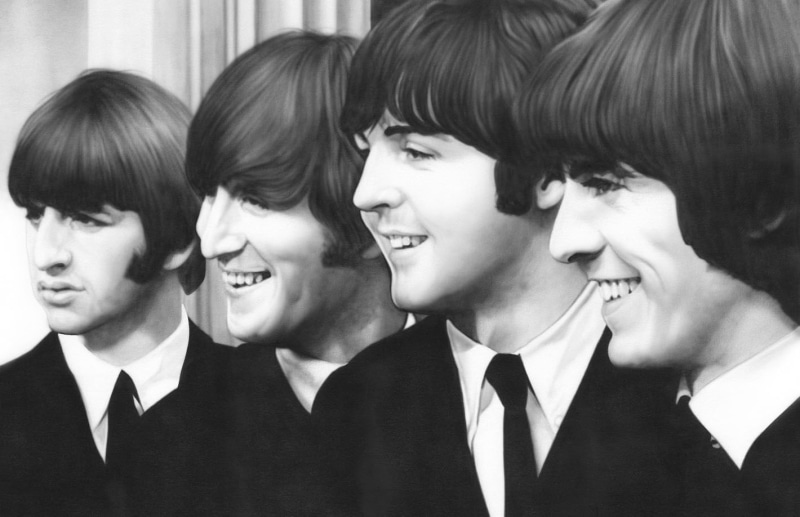 George Harrison, beatles, band, Paul McCartney, happiness, The Beatles, people, young women, looking, John Lennon, females, small group of people, portrait