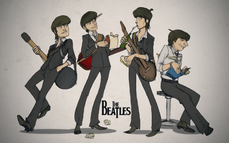 men, fashion, young adult, hat, females, art, musician, paul mccartney, high heels, the beatles, individuality, john lennon, ringo starr, full length