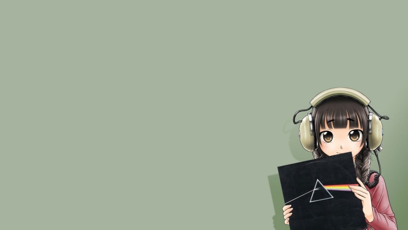 2K, music, headphones, vinyl, anime girls, The Dark Side of the Moon, album covers, Pink Floyd