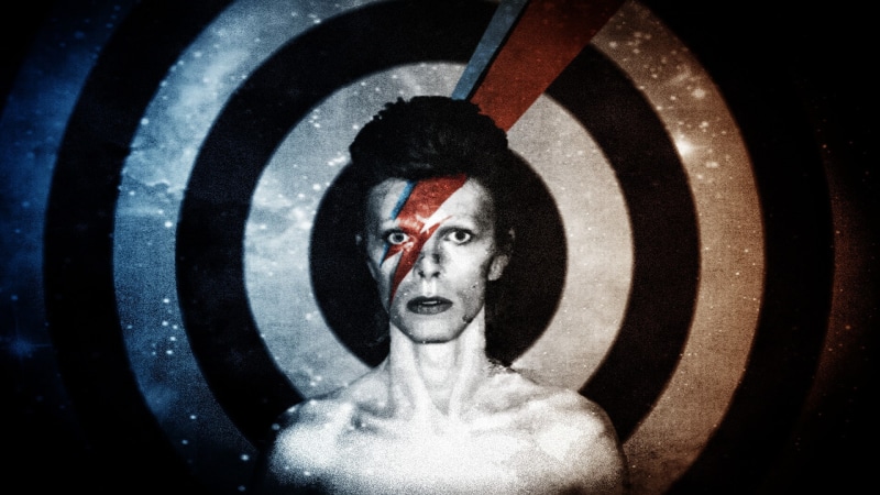 Singer, black color, striped, Album Cover, David Bowie, indoors, front view, human representation, one person, 1080P, art and craft, looking at camera