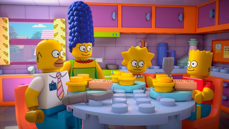 day, indoors, simpsons, art and craft, communication, LEGO, large group of objects, multi colored, for sale, representation, male likeness, Marge Simpson