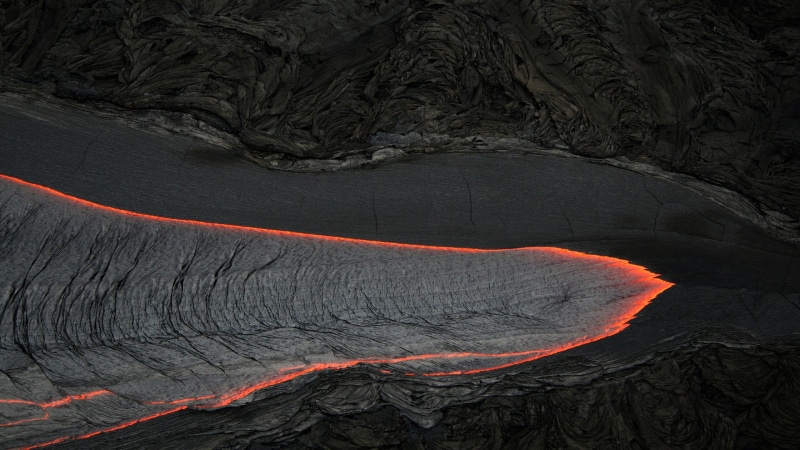 no people, sign, photography, red, flowing, landscape, geology, environment, volcanic crater, lava, heat - temperature, accidents and disasters, land, communication