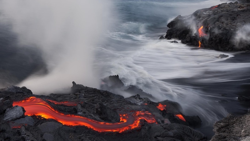 water, erupting, geology, heat - temperature, land, power in nature, flowing, mountain, rock - object, motion, outdoors, coast, rock, 720P