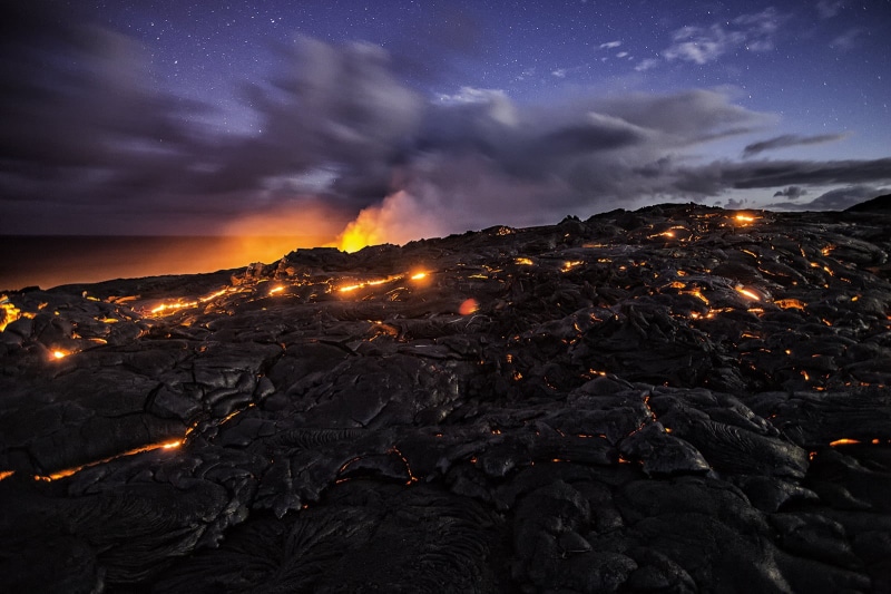 sky, power in nature, environment, landscape, outdoors, no people, geology, beauty in nature, pollution, cloud - sky, graphic, night, island