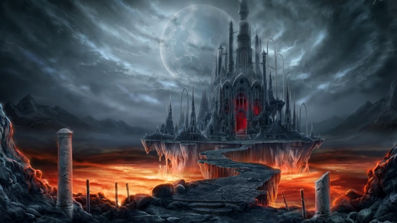Doomsday Castle, castle, fire - natural phenomenon, nature, no people, warning sign, lava, night, flame, dusk, dramatic sky, environment, heat - temperature
