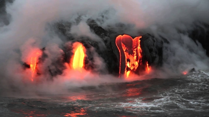 steam, environment, beauty in nature, 1080P, fire - natural phenomenon, nature, lava, no people, Hawaii, heat - temperature, mountain, volcano, sign, smoke - physical structure