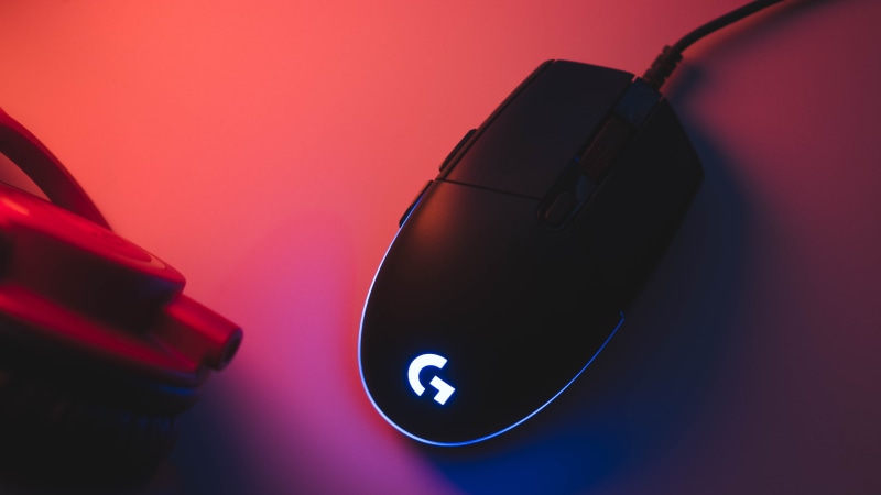 red, 5K, logitech, g, no people, studio shot, high angle view, illuminated, arts culture and entertainment, colored background, reflection, close-up, healthcare and medicine