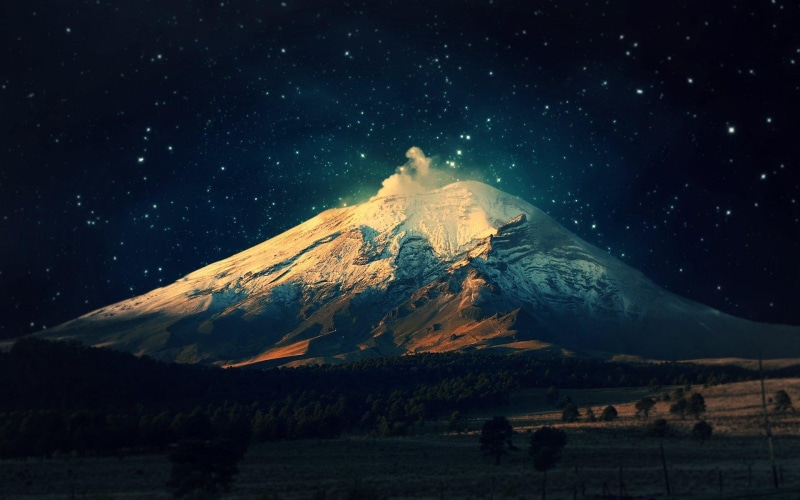 1080P, volcano, eruption, nature and landscapes, mountain, stars, volcanic