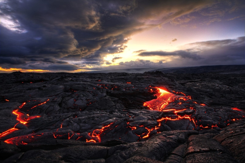 rock, lava, volcano, Indonesia, landscape, 1080P, clouds
