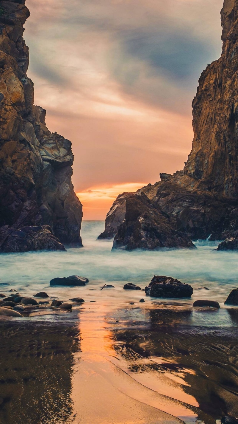 sky, bay, landscape, sea, crag, 1080P, beach, no people, cloud - sky, seascape, water, portrait display, beauty in nature, environment, tranquility, coastline