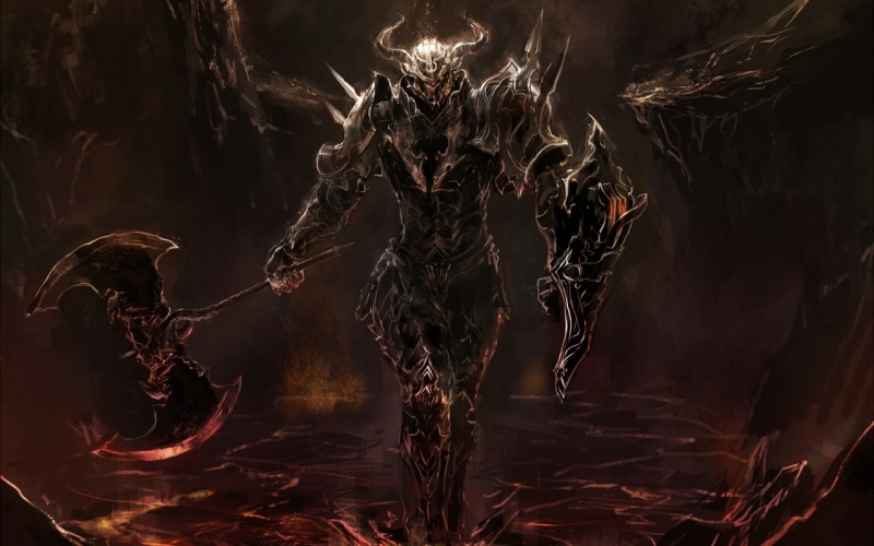 knight, dark, medieval, warrior, 1080P, death, fantasy art, lava, artwork