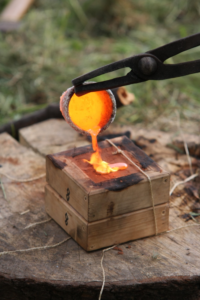 reenactment, nature, bronze cast, melt, no people, bronze, food, food and drink, wood - material, metal, liquid, art and craft, craft, fire - natural phenomenon