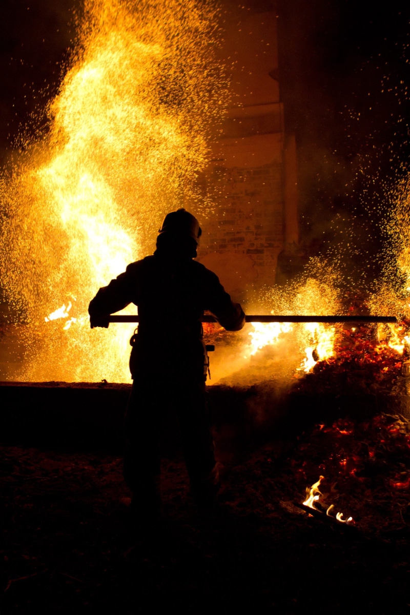 silhouette, smoke - Physical Structure, sign, bonfire, cast Iron, occupation, heat - Temperature, spray, protective Suit, manual Worker, nature, accidents and disasters