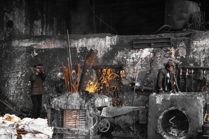 glowing, motion, architecture, melting, day, fire, safety, worker, hot, steel, nature, heat, tool, flame, heat - temperature, factory, working, metal industry