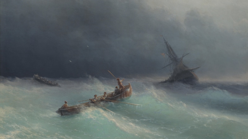 Traditional Artwork, painting, 4K, Ivan Aivazovsky, traditional art, ship