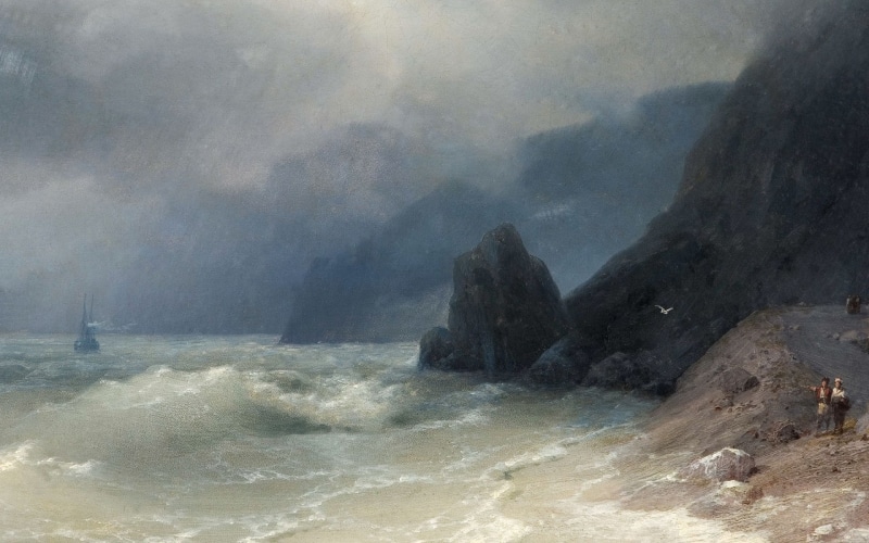 sea, 1080P, artwork, painting, beach, Ivan Aivazovsky, rock, Classic Art