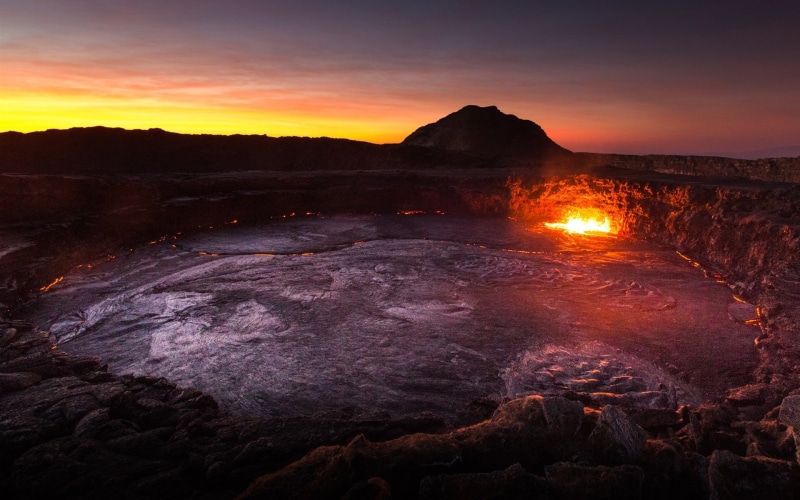 1080P, Africa, Dawn, Volcano, Mountains, Ethiopia, Lava