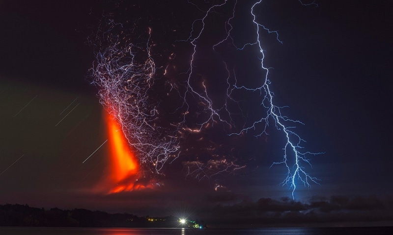 calbuco volcano lightning eruptions volcano chile night clouds lava lake nature landscape, 720P