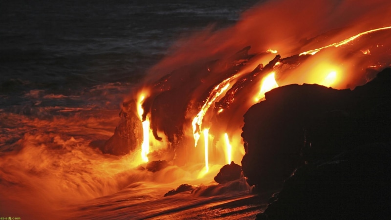 flowing, warning sign, volcano, red, lava, erupting, beauty in nature, power, night, water, sign, nature, heat - temperature, breaking, power in nature