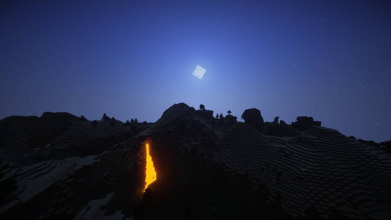 sky, night, no people, mountain, outdoors, galaxy, Sun, black, star - space, tranquility, star, space, nature, Moon, water, astronomy, dark, Minecraft