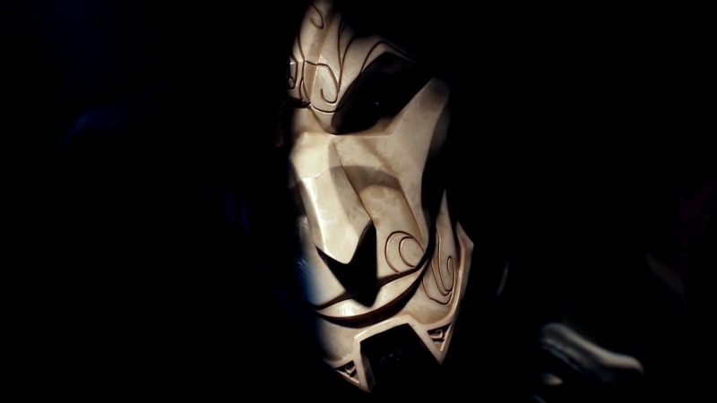 art and craft, craft, Jhin (League of Legends), creativity, 1080P, black background, human representation, disguise, man made, white, no people, indoors