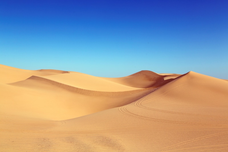 desert, environment, wide, hot, brown, usa, clear sky, tranquil scene, landscape, nature, traces, dune landscape, 5K, blue, tranquility, united states
