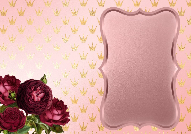 template, pink color, red rose, digital greeting, studio shot, pink, love, texture, arrangement, frame, floral, indoors, wedding, red, crowns, vintage