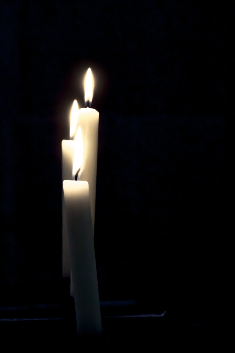funeral, still life, melting, fire, black, burning, three, heat - temperature, mourning, indoors, force, black background, taper, white, candlelight, candle