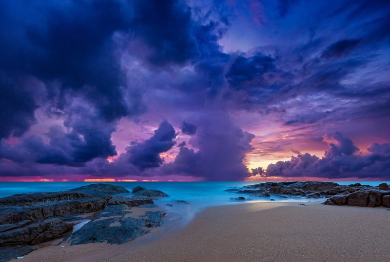 sand beach, nature, blue sky, outdoors, Colorful, wave, blue, HDR, cloud - Sky, MG, water, coastline, cloud, Khao Lak, sky, scenics, sand, landscape, colour
