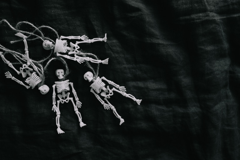 death, mystery, clothing, trick or treat, scary, representation, october, offspring, anatomy, indoors, childhood, black background, miniatures, celebration