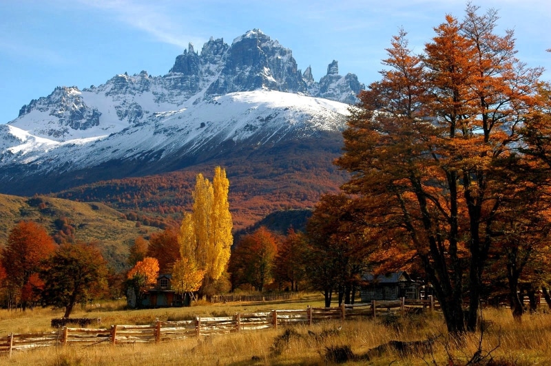 Chile, blue, tranquil Scene, autumn, no People, land, season, change, winter, meadow, snowcapped mountain, nature, mountain, backyard, scenics - nature