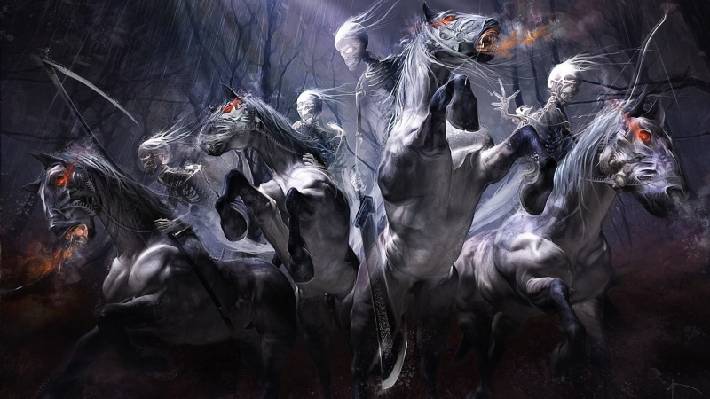 sword, festival, weapons, animals, Dark, creativity, spooky, day, nature, trees, 1080P, fantasy, water, pollution, halloween, close-up, horses, motion