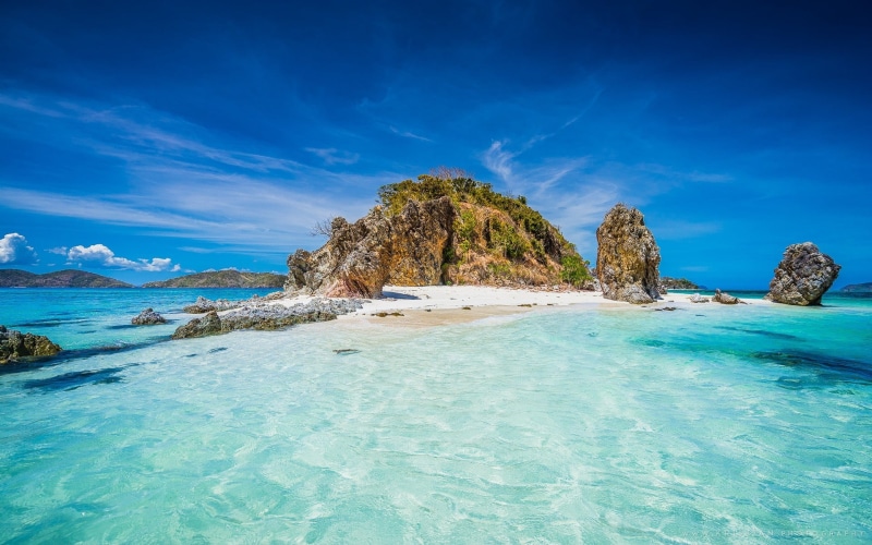 idyllic, cloud - sky, sand, sky, panoramic, scenics - nature, daytime, rock, land, water, turquoise, solid, mountains, tropical, 1080P, summer, photography